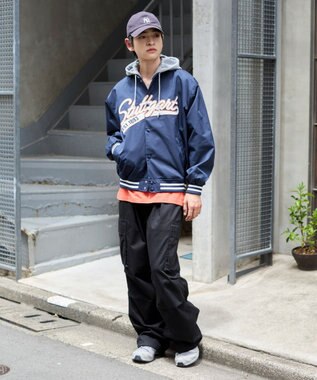 WEGO 【ユニセックス着用ITEM】2WAYフードワッペンスタジャン ネイビー