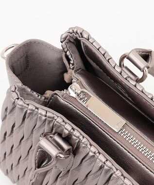 LA BAGAGERIE ランダムプリーツ2WAYハンドバッグ ガンメタリック