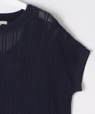 自由区 【ワコールコラボ】【カタログ掲載・洗える】レーシーニット ドレス ネイビー