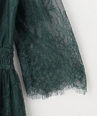 ANY SIS 【洗える】パネルレース ドレス ダークグリーン