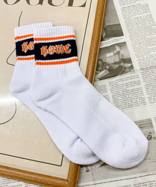 WEGO ラインロゴハイアンクルソックス ホワイト