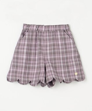 ANY KIDS 裾 スカラップ ショートパンツ モーヴ系チェック