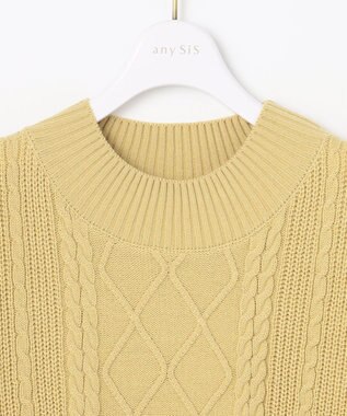 ANY SIS 【洗える】スフレハイネックケーブル ニット ライトイエロー
