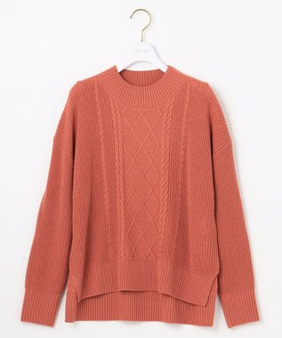 ANY SIS 【洗える】スフレハイネックケーブル ニット オレンジ