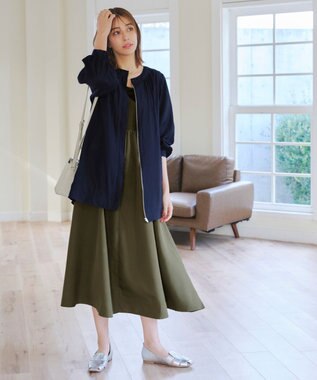 Tiaclasse 【洗える】シアーロングブルゾン ネイビー