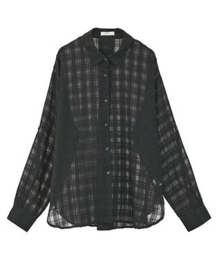 earth music&ecology シャドーチェックシャツ Black