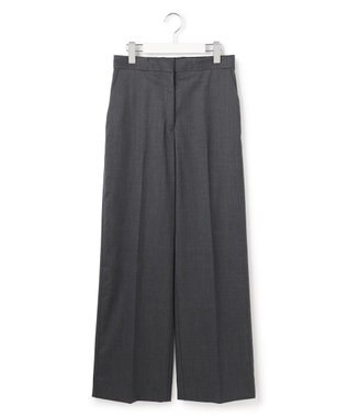 ICB 【洗える】T/Wブロード ワイドストレートパンツ チャコール系