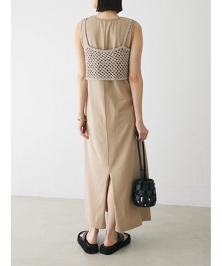 Green Parks ニットビスチェ付きカットソーワンピース Beige