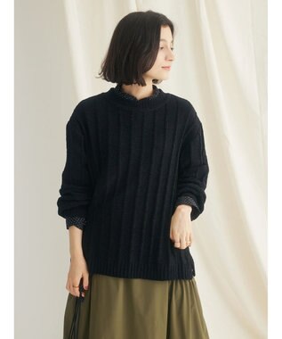 CRAFT STANDARD BOUTIQUE ピコフリルドットブラウス Black