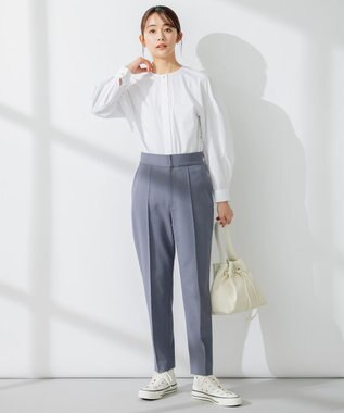 組曲 【洗える】C/Nyブロードノーカラー シャツ アイボリー系