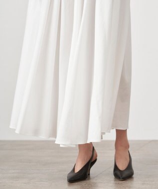 ATON MICRO COTTON SATIN | ギャザースカート WHITE