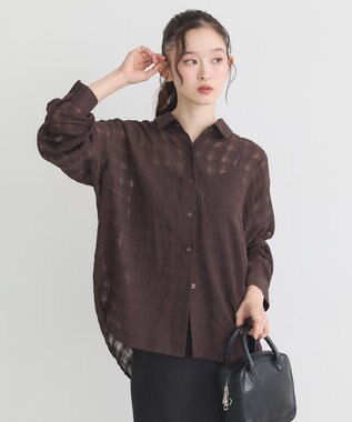 earth music&ecology シャドーチェックシャツ Brown