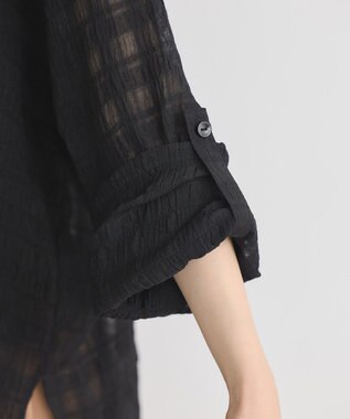 earth music&ecology シャドーチェックシャツ Black