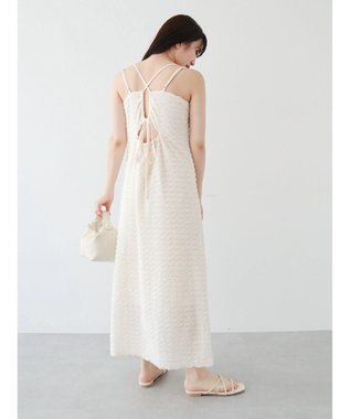 Green Parks カップ付きフリル生地キャミワンピース Ecru