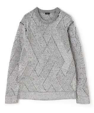 JOSEPH HOMME ビッグジオメトリージャガード　クルーネック ライトグレー系