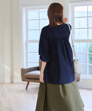 Tiaclasse 【洗える】シアーロングブルゾン ネイビー