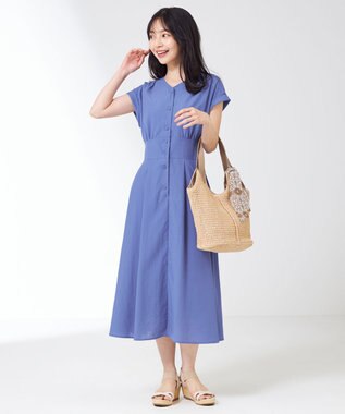ANY SIS 【撥水・UVカット・速乾】ハイウエスト ワンピース ブルー
