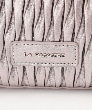 LA BAGAGERIE ランダムプリーツ2WAYハンドバッグ ガンメタリック