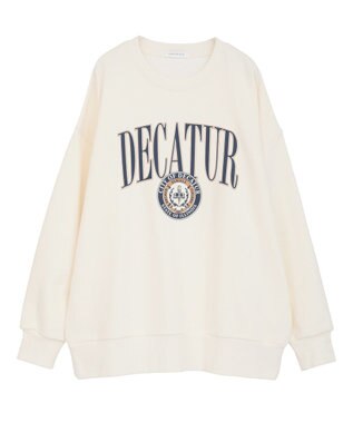 AMERICAN HOLIC カレッジロゴクラックプリント裏毛プルオーバー Off White