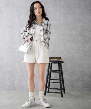 WEGO 台形デニムショートパンツ オフホワイト