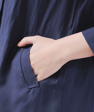 Tiaclasse 【洗える】シアーロングブルゾン ネイビー