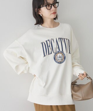 AMERICAN HOLIC カレッジロゴクラックプリント裏毛プルオーバー Off White