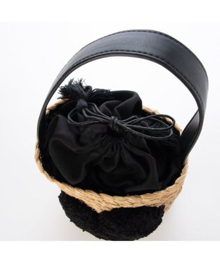 UNBILLION カシュカシュ cachecache / ハート付ラフィアバケットトート カゴバッグ ブラック