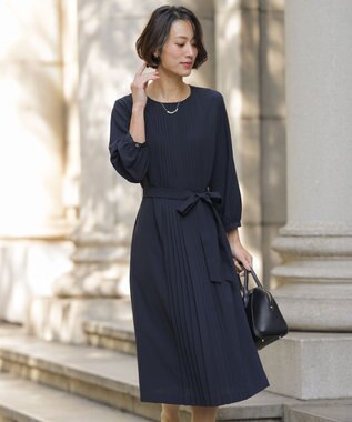 J.PRESS LADIES L ノルディス2wayジョーゼット フロントプリーツ ワンピース
