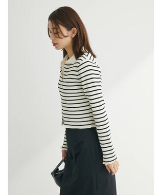 Green Parks ・ＥＬＥＮＣＡＲＥ　ＤＵＥ　Ｗ　ＺＩＰ　ボーダーカーデ Off White