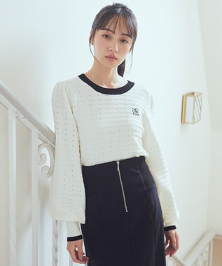 earth music&ecology 配色バックリボンプルオーバー Ivory