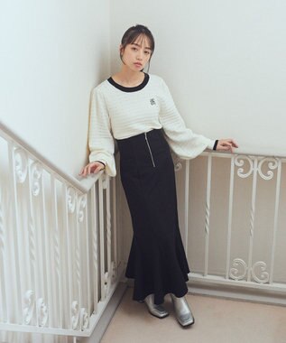 earth music&ecology 配色バックリボンプルオーバー Ivory