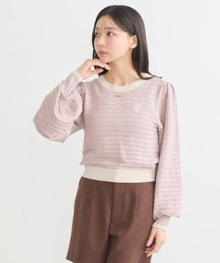 earth music&ecology 配色バックリボンプルオーバー Pink Beige