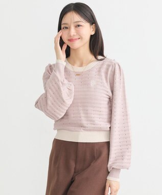 earth music&ecology 配色バックリボンプルオーバー Pink Beige