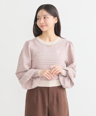 earth music&ecology 配色バックリボンプルオーバー Pink Beige
