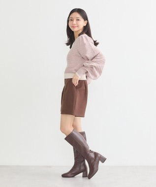 earth music&ecology 配色バックリボンプルオーバー Pink Beige