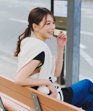 Tiaclasse 【新色追加・洗える】マルチボーダーフレンチニットチュニック ブラック×オフ×モカ