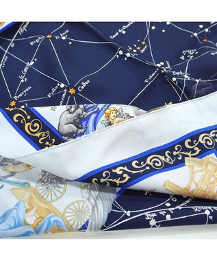 Marca ＜新柄！＞【伝統横濱スカーフ】星の神話 大判 シルクツイル スカーフ シルバーグレー