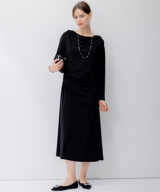 23区 【APPLAUDIR】トリアセドライスムース ドレープドレス ブラック系