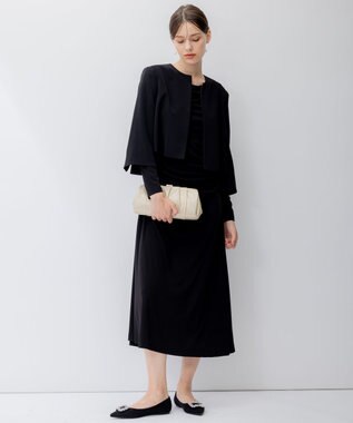 23区 【APPLAUDIR】トリアセドライスムース ドレープドレス ブラック系