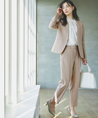 ANY SIS 【洗える】シャーリングフリルスタンド ブラウス グレーストライプ