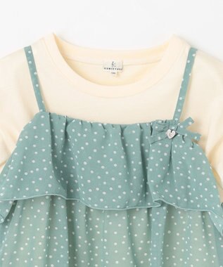 組曲 KIDS 【110-140㎝】ドットキャミ＋TシャツSET ミントグリーン×クリーム