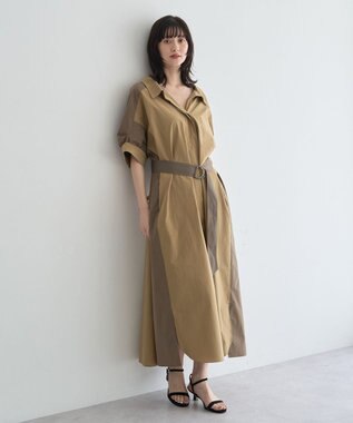 YECCA VECCA ベルト付きスキッパーシャツワンピース