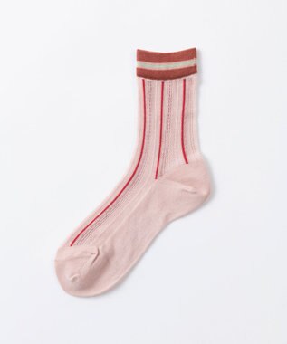 TRICOTE シアーメッシュストライプソックス 72PINK