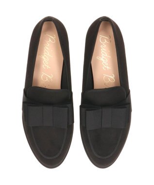 Bridget Birkin ＜抗菌消臭＞【Bridget Birkin】グログランリボンレインローファー ブラックスウェード