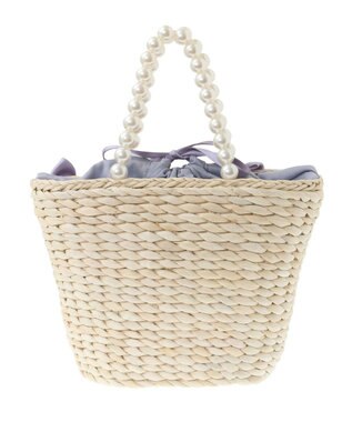 Maison de FLEUR EC限定パールハンドルリボンカゴバッグ Grayish Blue