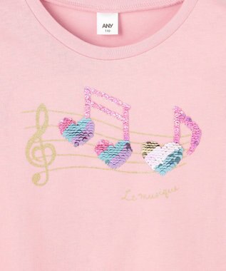 ANY KIDS ミラクルスパンコール 長袖Tシャツ ピンク×音符