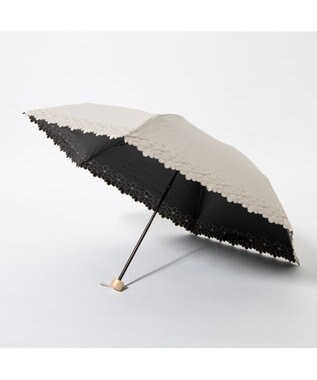 UNBILLION cache nez / 軽量フラワー刺繍カーボン折りたたみ日傘 ベージュ
