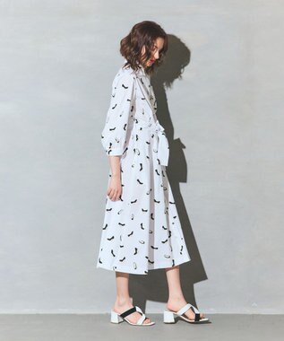 GRACE CONTINENTAL ヒールプリントシャツドレス ホワイト
