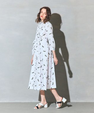 GRACE CONTINENTAL ヒールプリントシャツドレス ホワイト