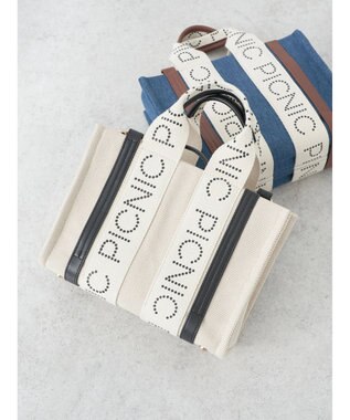 earth music&ecology ロゴテープミニトート Beige